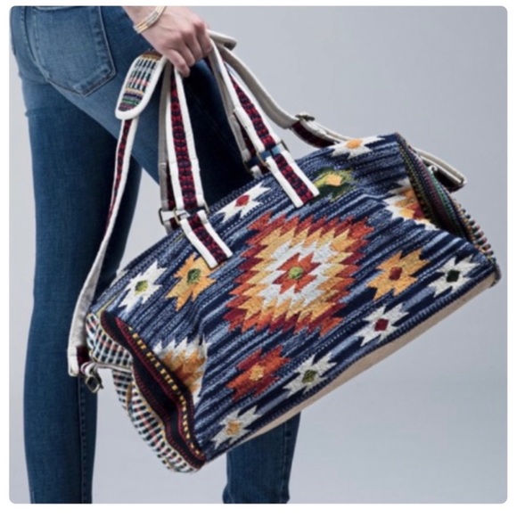 Host Pick💥 NWT Navajo Aztec Duffel High Handmade Woven Quality Bag - Picture 12 of 13